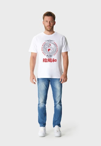 Oldskull Shirt 'Asian Yin Yang Unity Graphic' in White