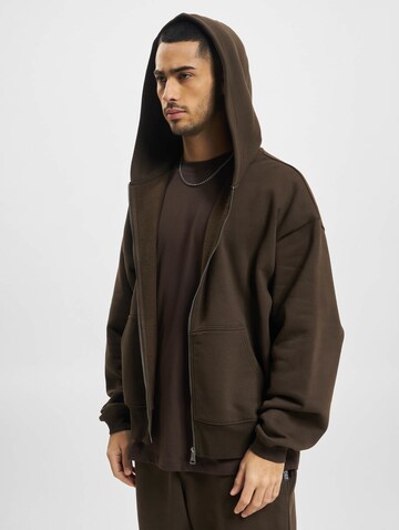 DEF Zip-Up Hoodie in Brown