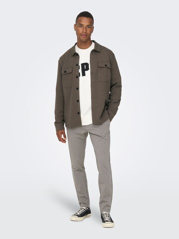 Only & Sons Regular fit Button Up Shirt in Brown