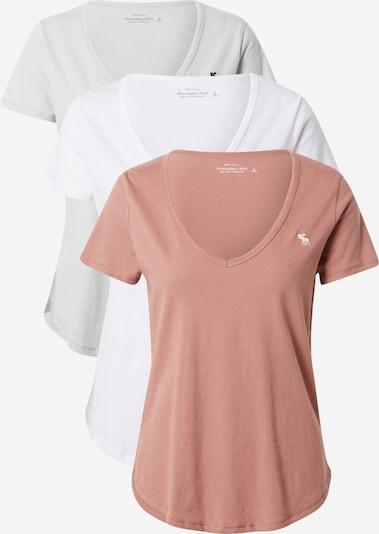 Abercrombie & Fitch Тениска в пастелно зелено / антично розово / бяло, Преглед на продукта