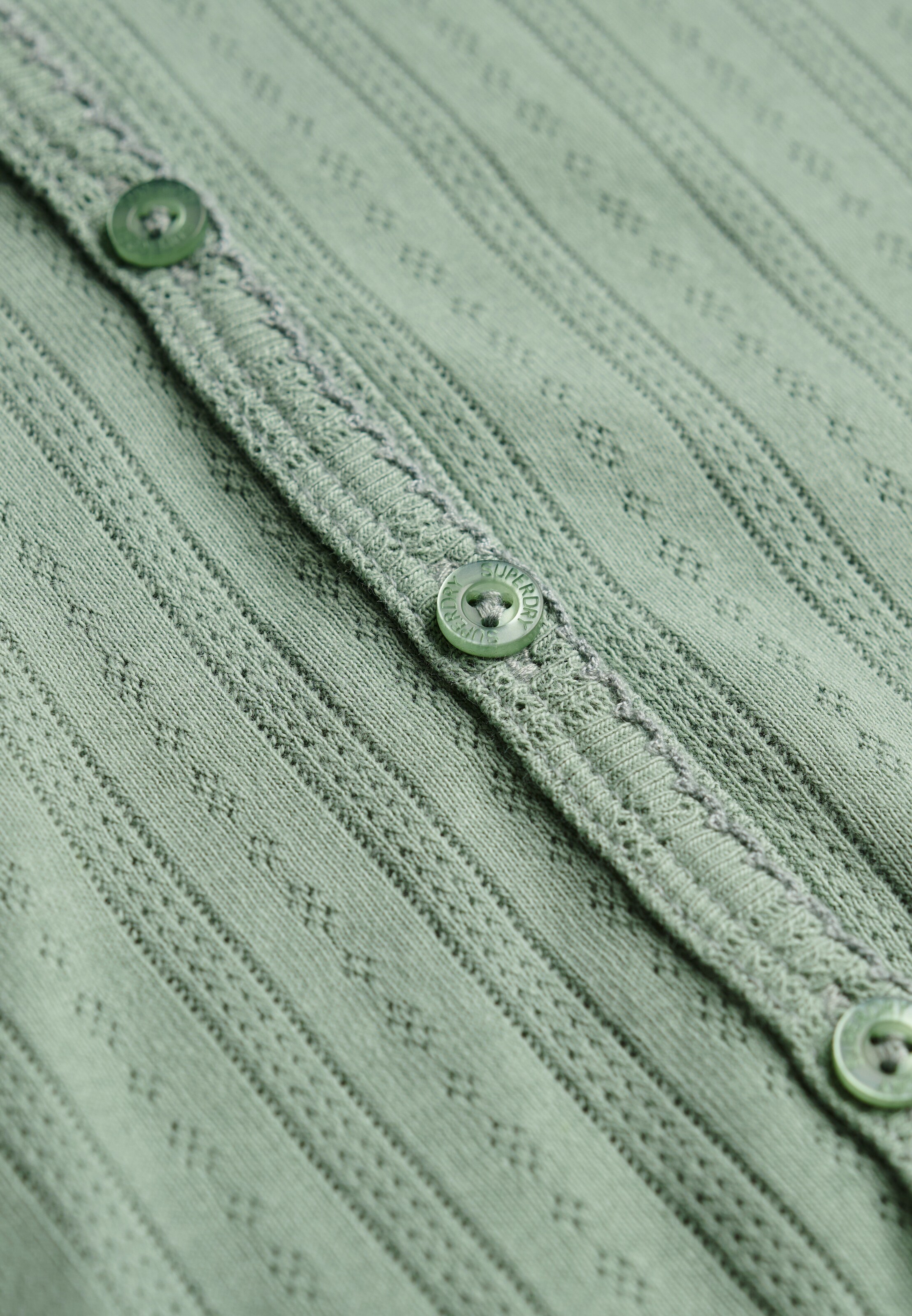 Superdry & Co Strickjacke 'Athletic Essential Pointelle' in Grün