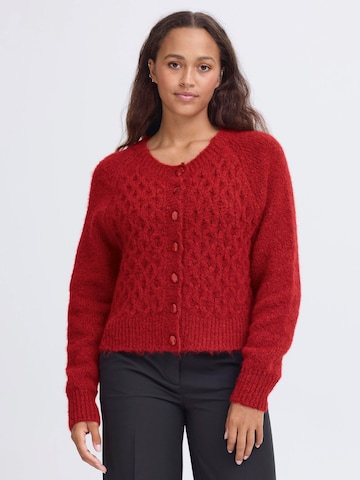 ICHI Knit Cardigan 'IHBELABLUE' in Red: front