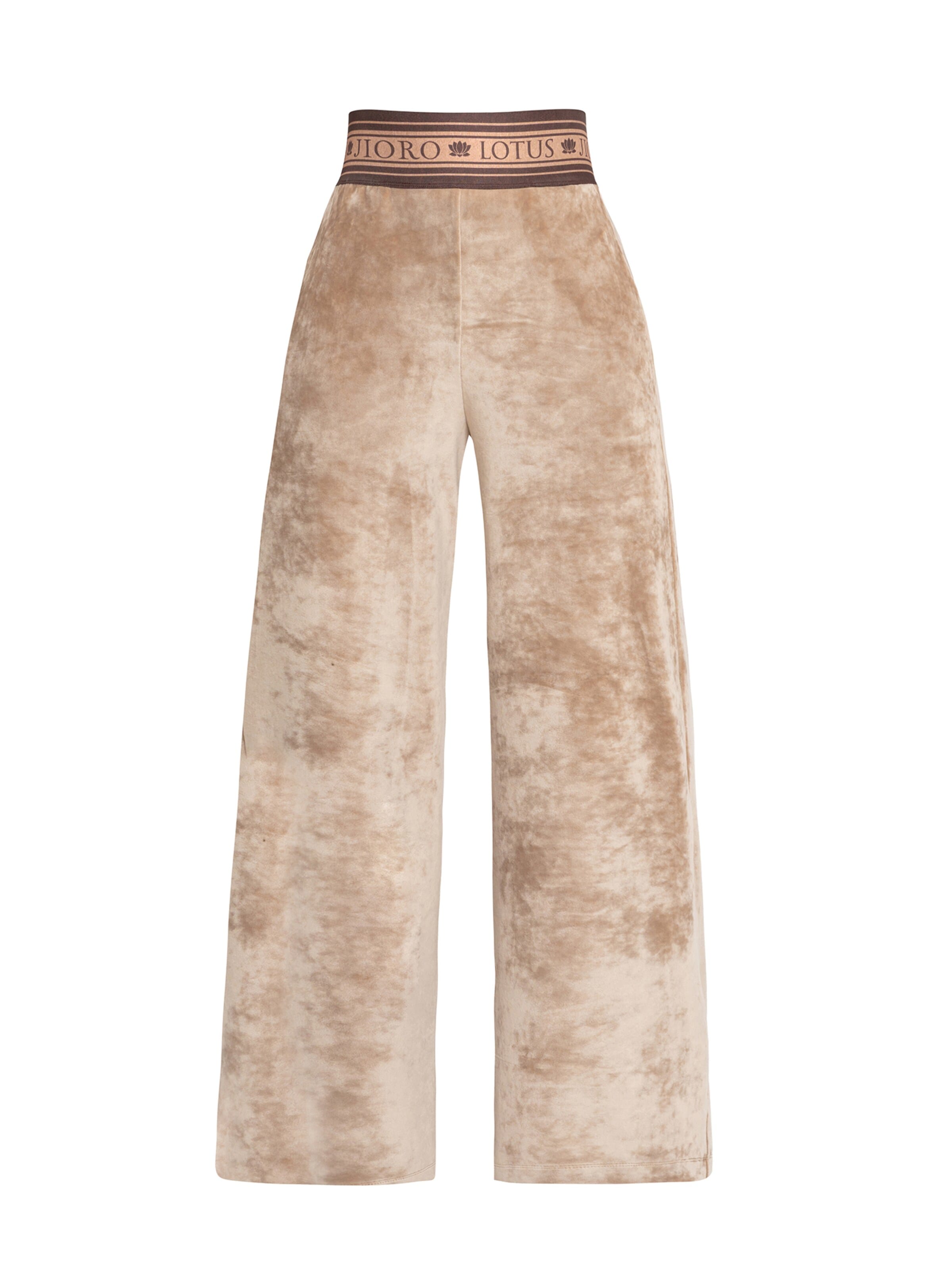 JIORO Wide leg Broek 'ESSENTIALS' in Beige: voorkant