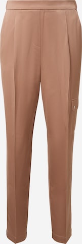 Effilé Pantalon à plis COMMA en marron : devant
