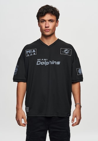 Recovered T-Shirt 'NFL Dolphins MIA 66 Oversized' in Schwarz: Vorderseite