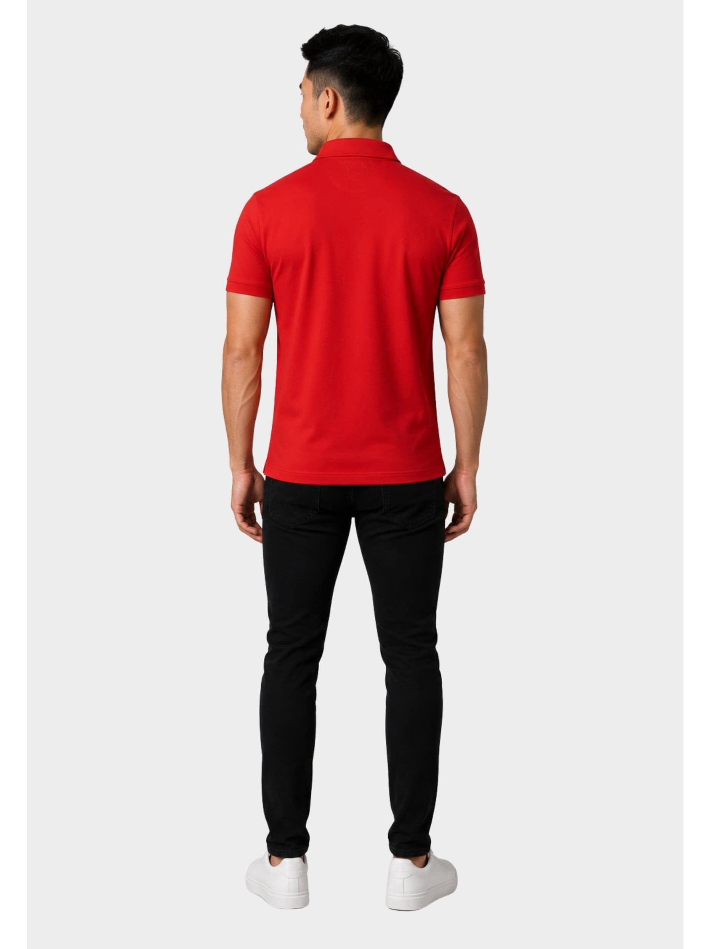 Emporio Armani - Camiseta 'Men's Polo Shirt with Logo Tape on Shoulders' en rojo