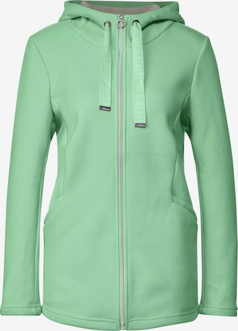 STREET ONE Zip-Up Hoodie in Green: front