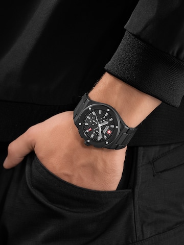 SWISS MILITARY HANOWA Analoog horloge 'Sidewinder Ceramic' in Zwart
