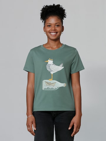 T-shirt ' Möwe mit Hut ' Watapparel en vert : devant