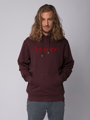 Felpa ' Amore ' di Watapparel in marrone: frontale