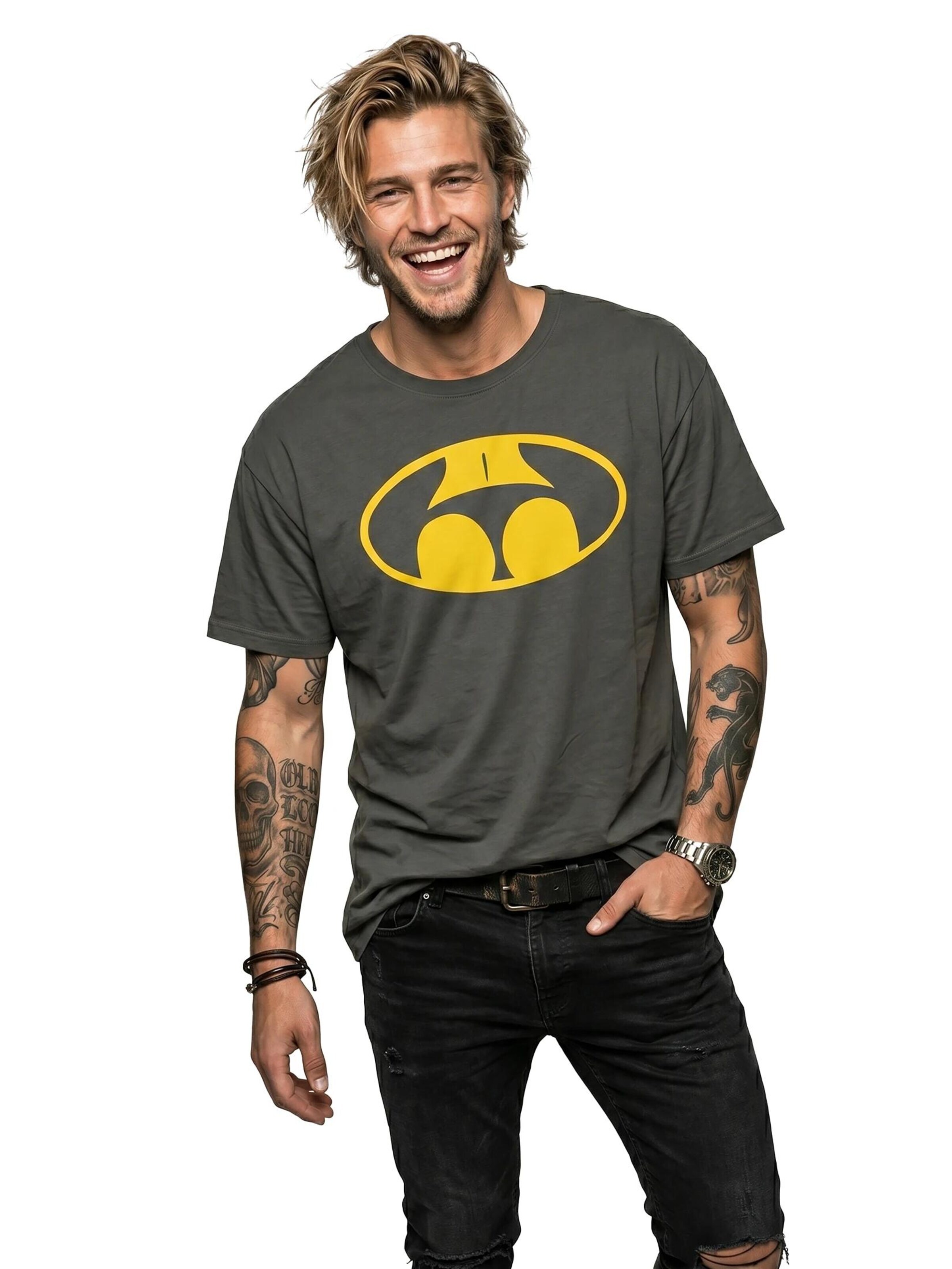 MAKAYA Shirt 'Buttman' in Grey