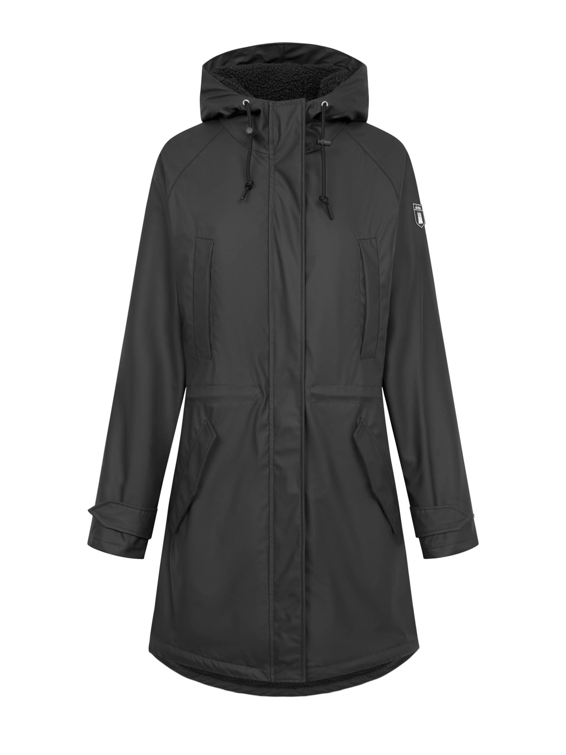 Derbe Funktionsmantel in Schwarz: Vorderseite