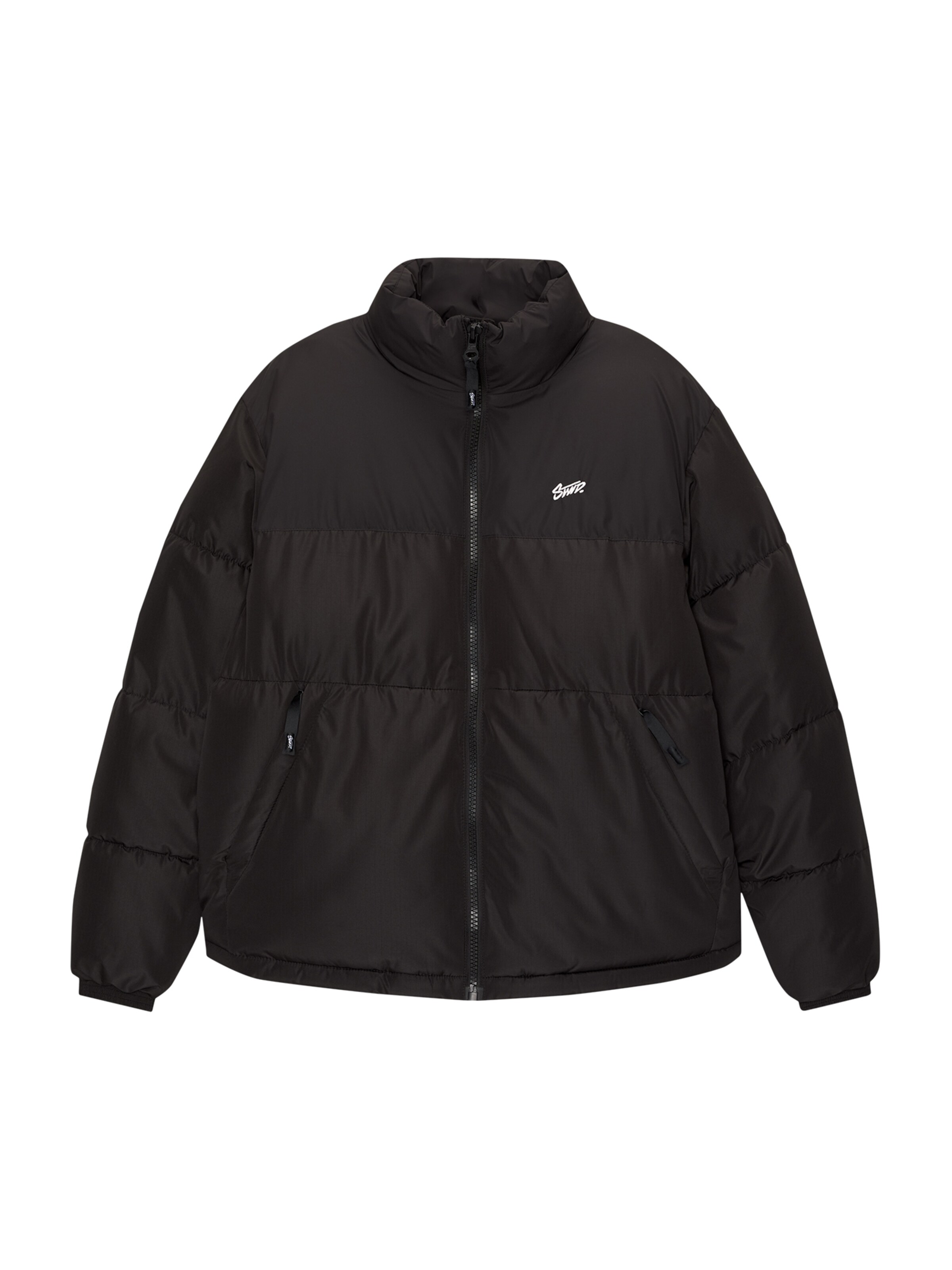 Pull&Bear Přechodná bunda – černá: přední strana