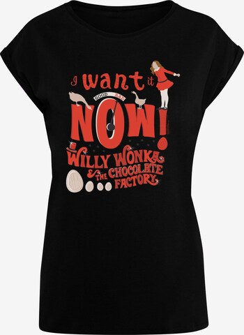 ABSOLUTE CULT Shirt 'Willy Wonka - Verruca Salt I Want It Now' in Black: front