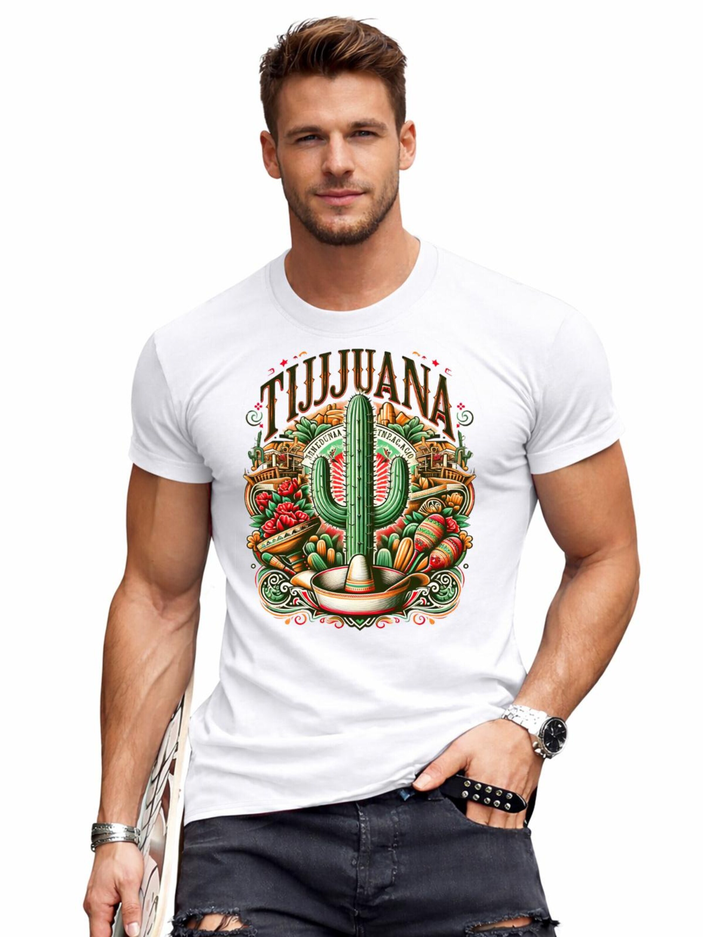 RMK Shirt 'Mexico Tijuana' in White: front