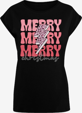 F4NT4STIC Shirt 'Merry Christmas' in Zwart: voorkant