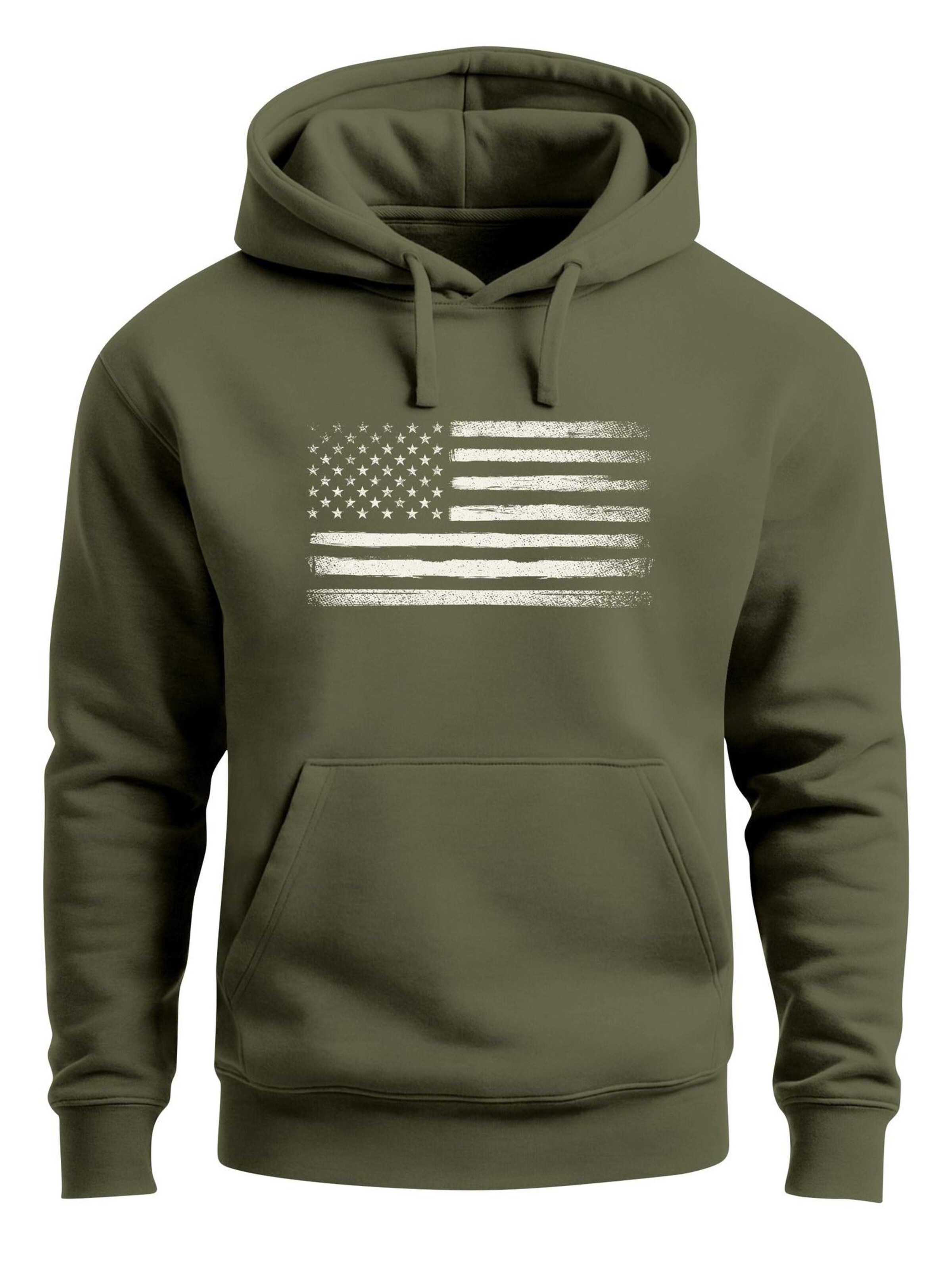 Neverless Sweatshirt 'USA Flag'‌‌‌ in Grün: Vorderseite