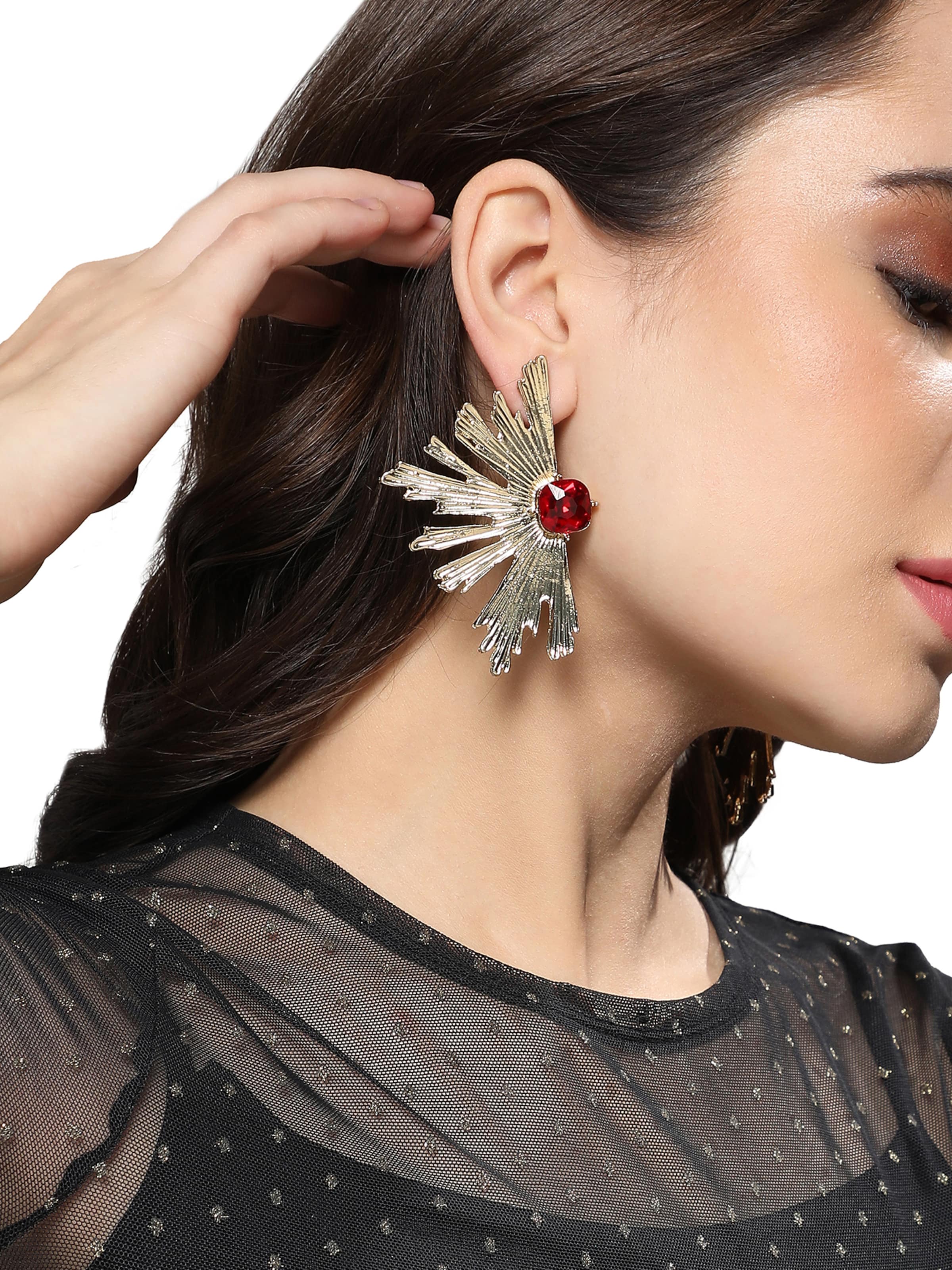 SOHINaušnice ' Rukmani ' - crvena boja: prednji dio