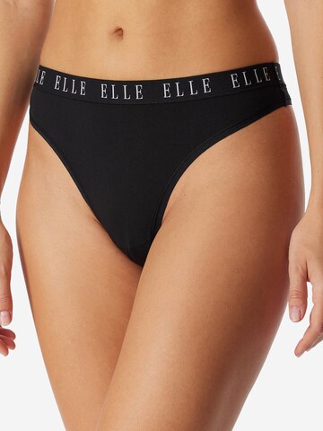 ELLE Tanga ' Thong - ELLE LOGO ' in Schwarz: Vorderseite