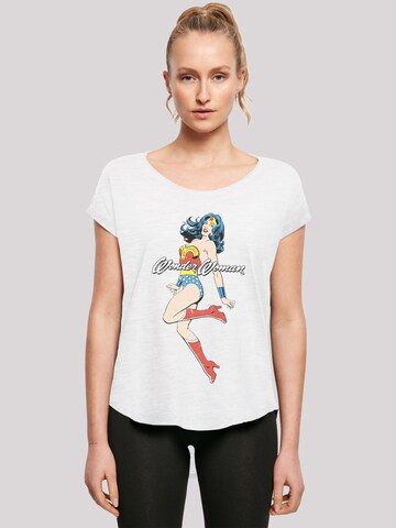 F4NT4STIC T-Shirt 'DC Comics Wonder Woman Jump' in Weiß: Vorderseite