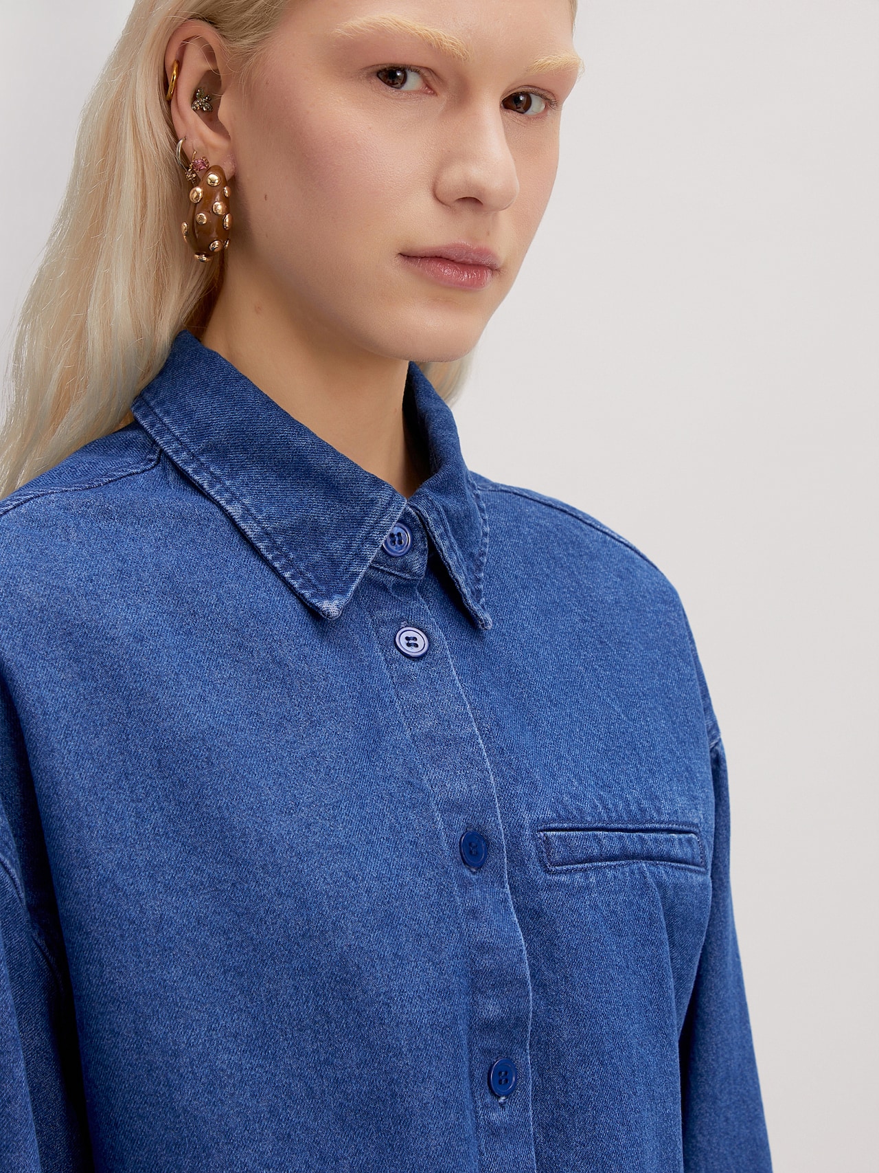 EDITED Chemisier 'Bibi' bleu denim