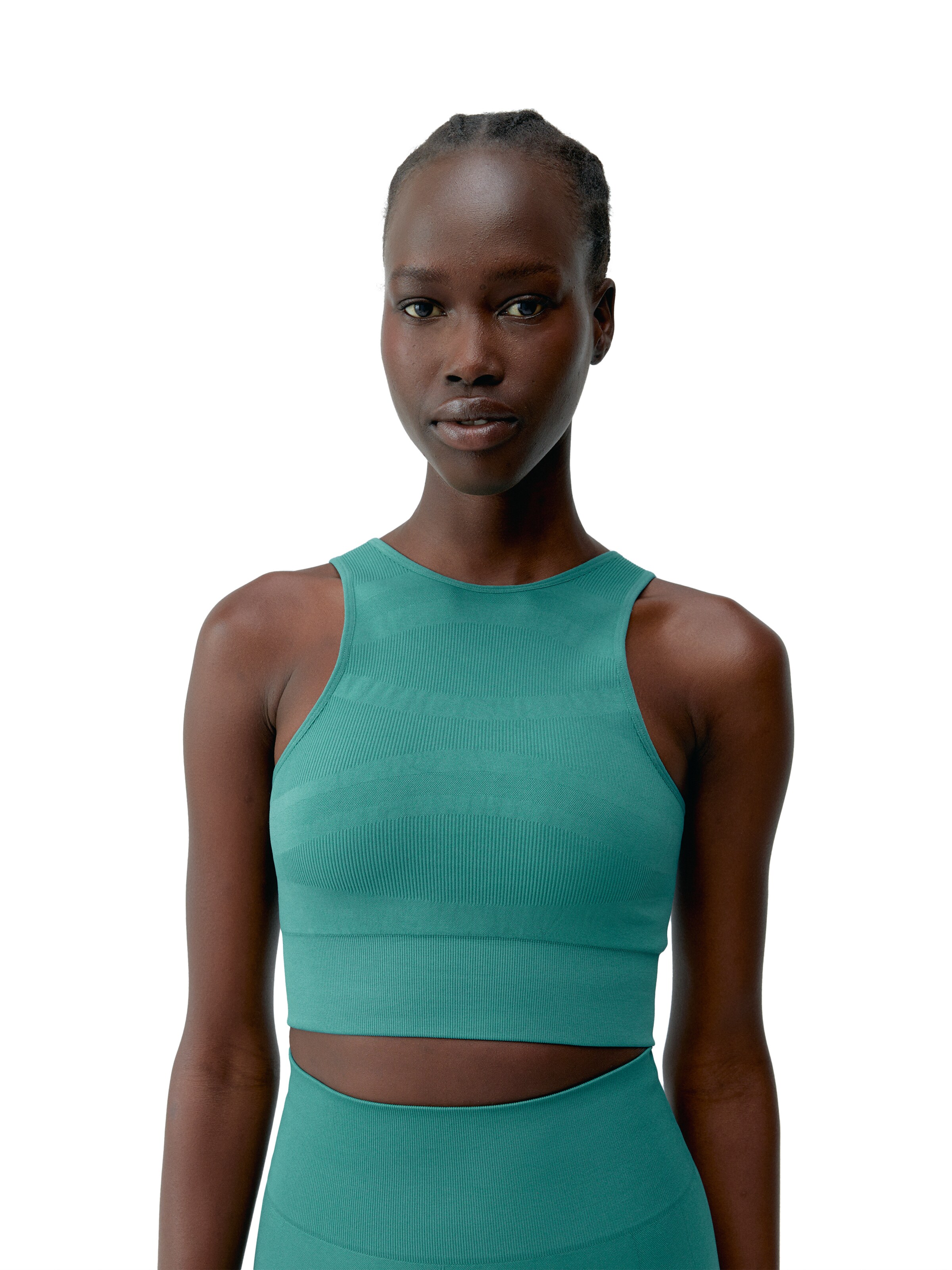 Born Living Yoga Skinny Sporttop ' Alana ' in Groen: voorkant