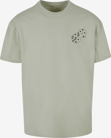 Merchcode Shirt 'Hugs & Love - Heart Dice' in Grün: Vorderseite