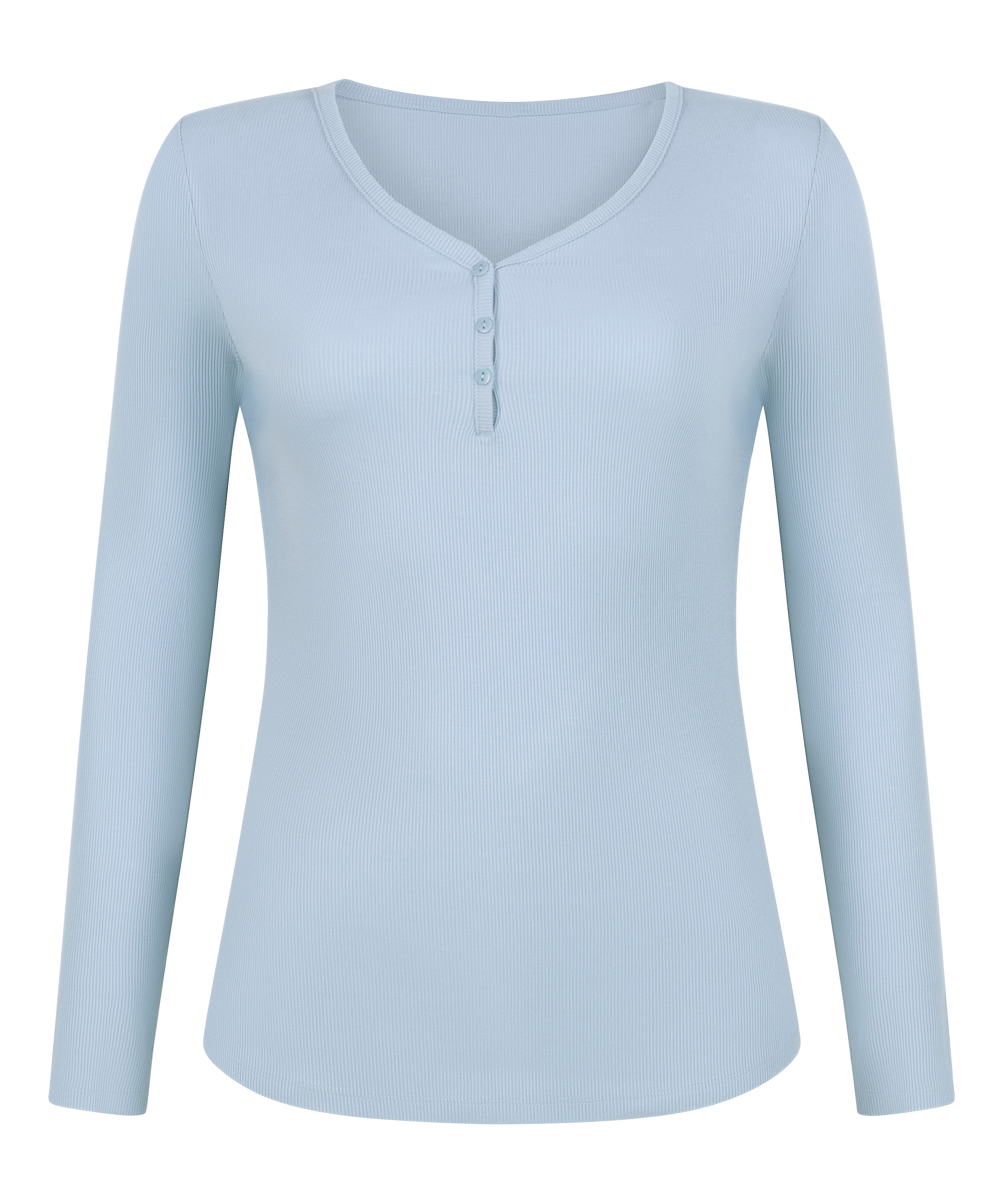 Hunkemöller Slaapshirt 'Henley' in Blauw: voorkant