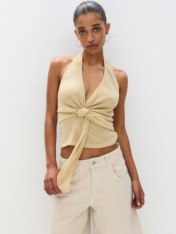Pull&Bear Gebreide top in Beige: voorkant