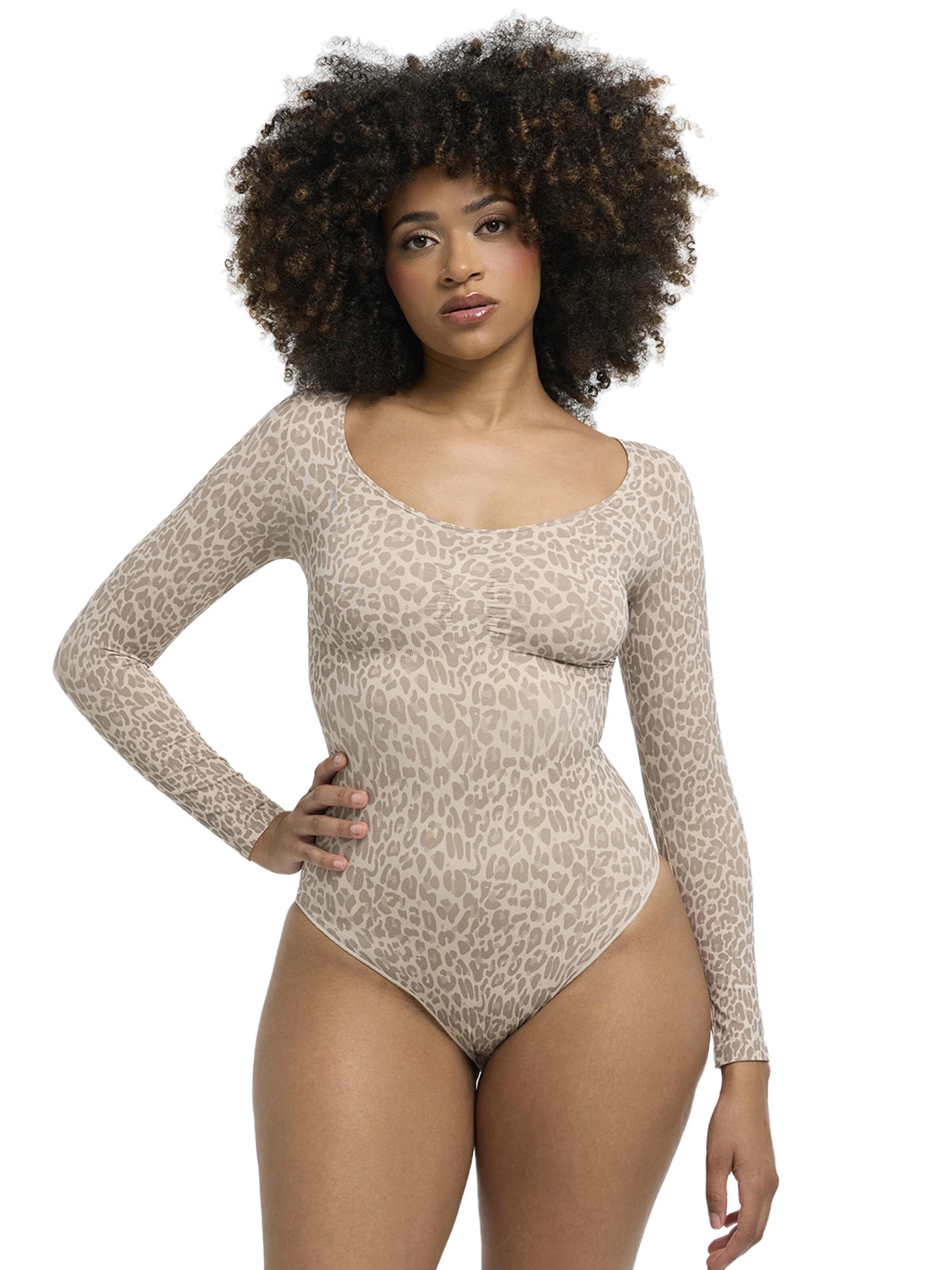 cfab - Body moldeador 'Bodysuit Sculpting Shapewear Longsleeve mit String' en beige