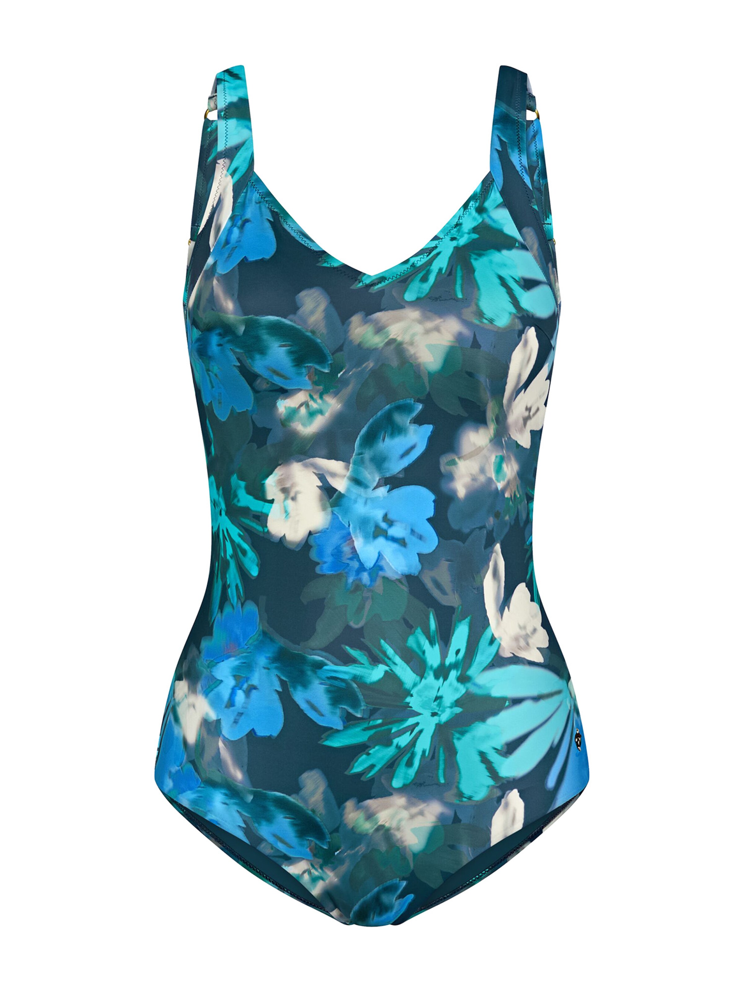 TRIUMPH Bustier Badeanzug ' Summer Fleur ' in Blau: Vorderseite