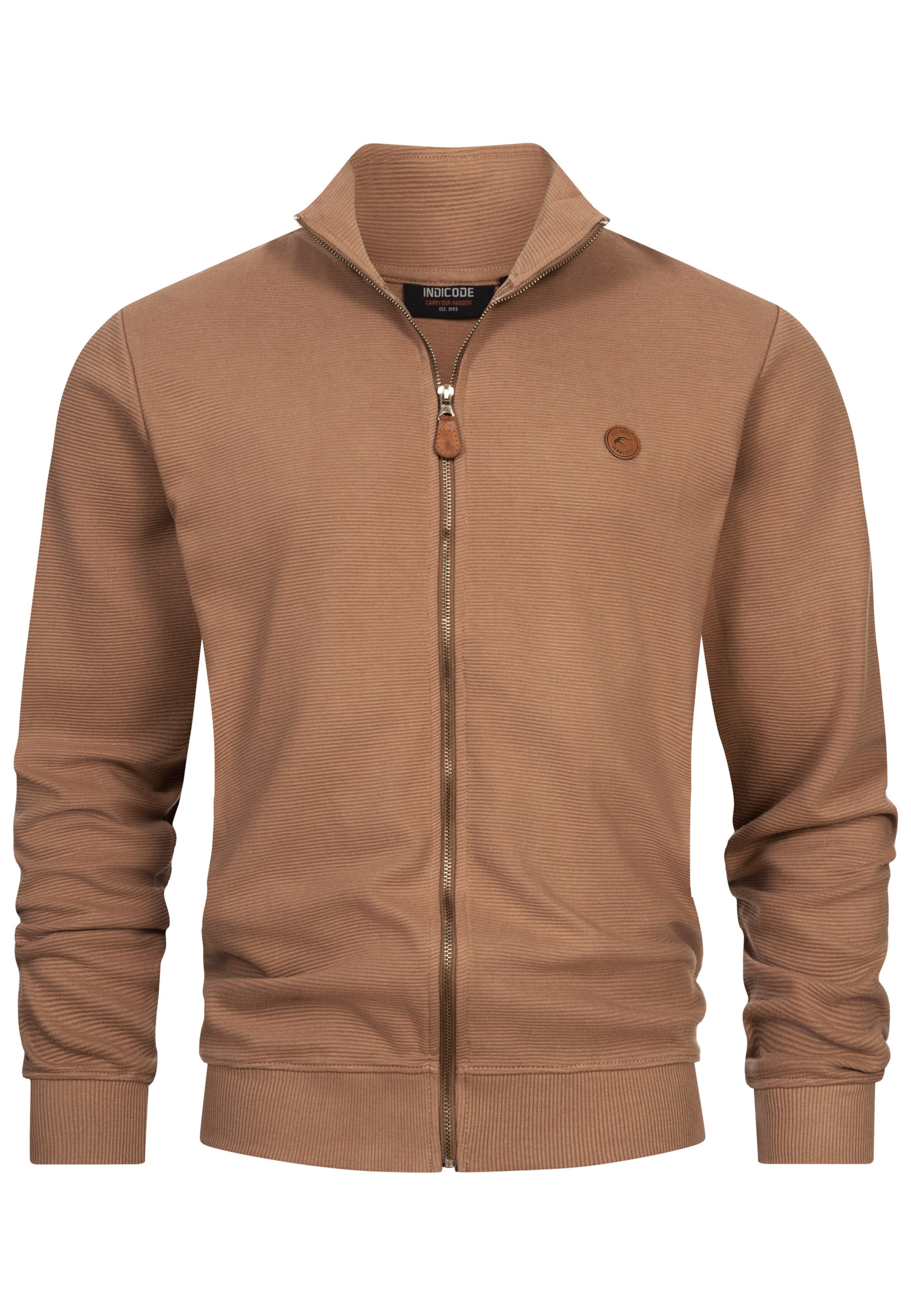 INDICODE JEANS Zip-Up Hoodie 'Guadalupe' in Brown: front