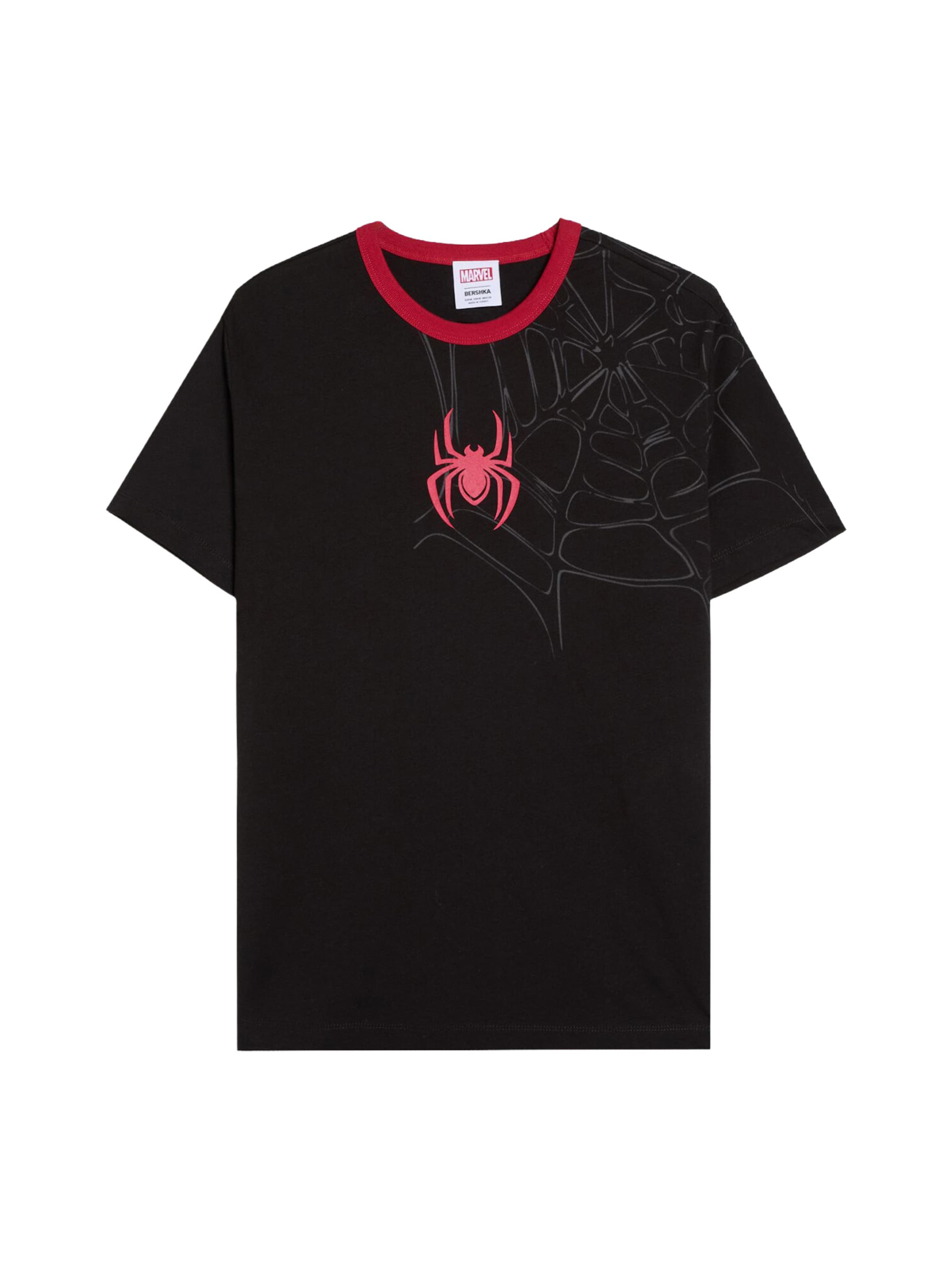 Bershka Paita 'SPIDERMAN' koossa XS värissä tummanharmaa / punainen / musta, Tuotenäkymä
