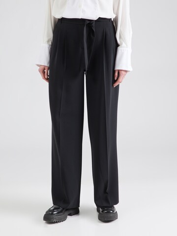 BOSS - Pierna ancha Pantalón de pinzas 'Tapiana' en negro: frente