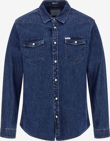 GUESS Slim fit Button Up Shirt in Blue: front