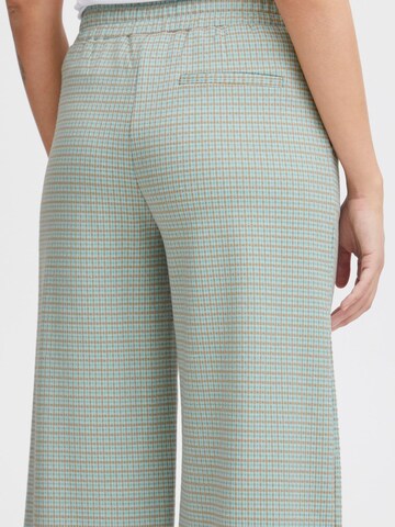 ICHI Wide leg Pleat-front trousers 'KATE' in Green