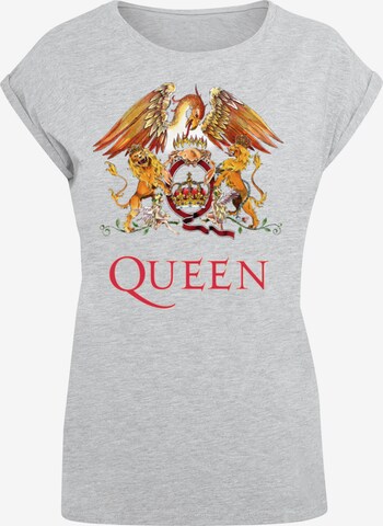 F4NT4STIC Shirt 'Queen Classic Crest Blk' in Grijs: voorkant