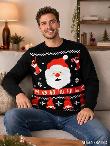 United Labels Pullover 'Weihnachtspullover Weihnachtsmann Santa'‌‌‌‌‌‌‌‌‌‌ in Schwarz