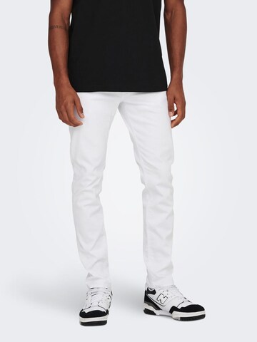 Coupe slim Jean 'Loom' Only & Sons en blanc : devant