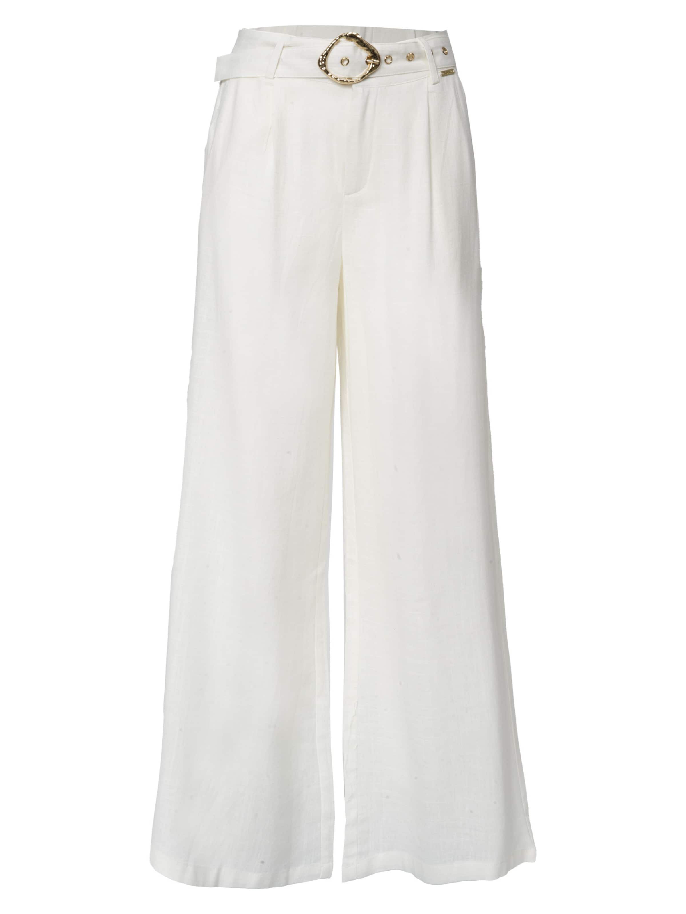 Influencer Wide leg Pleat-front trousers in White: front