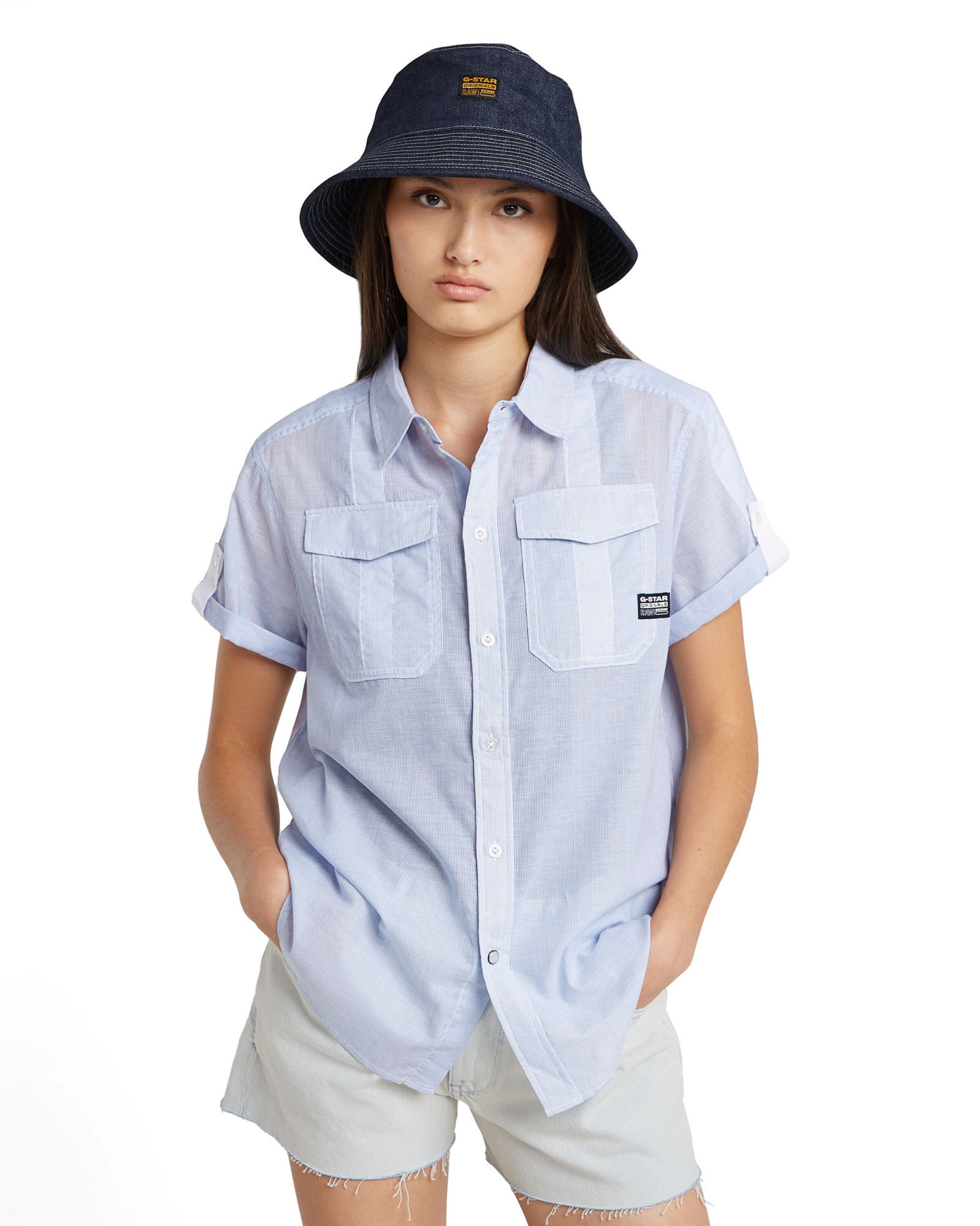 G-STAR Blouse in Blauw: voorkant