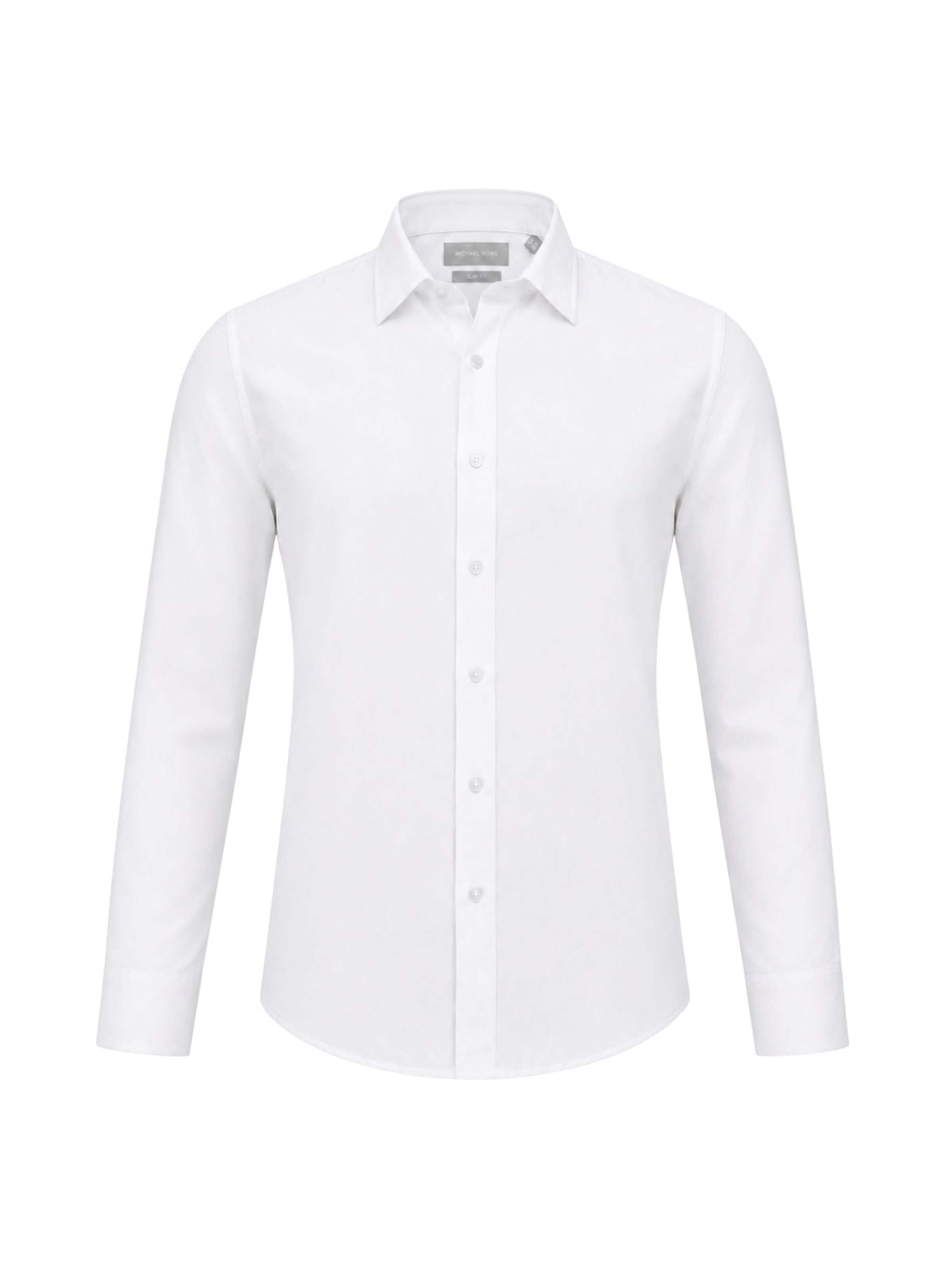 Michael Kors - Ajuste regular Camisa de negocios 'COTTON LINEN SLIM SHIRT' en blanco: frente