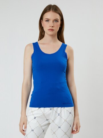 Influencer Top in Blauw: voorkant