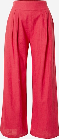 Abercrombie & Fitch Wide leg Pleat-Front Pants in Red: front