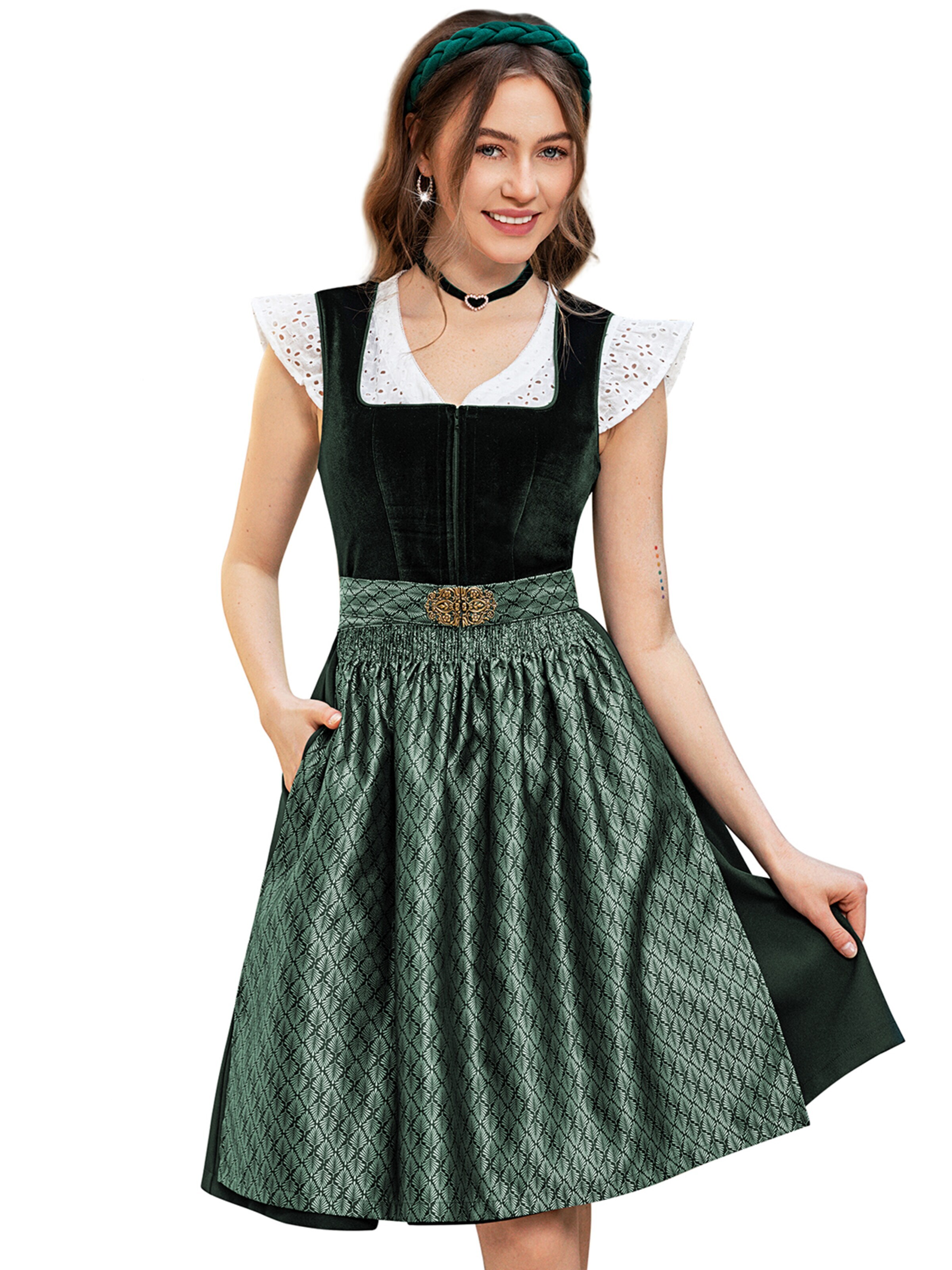 DIRNDLSTERN Dirndl in Green: front