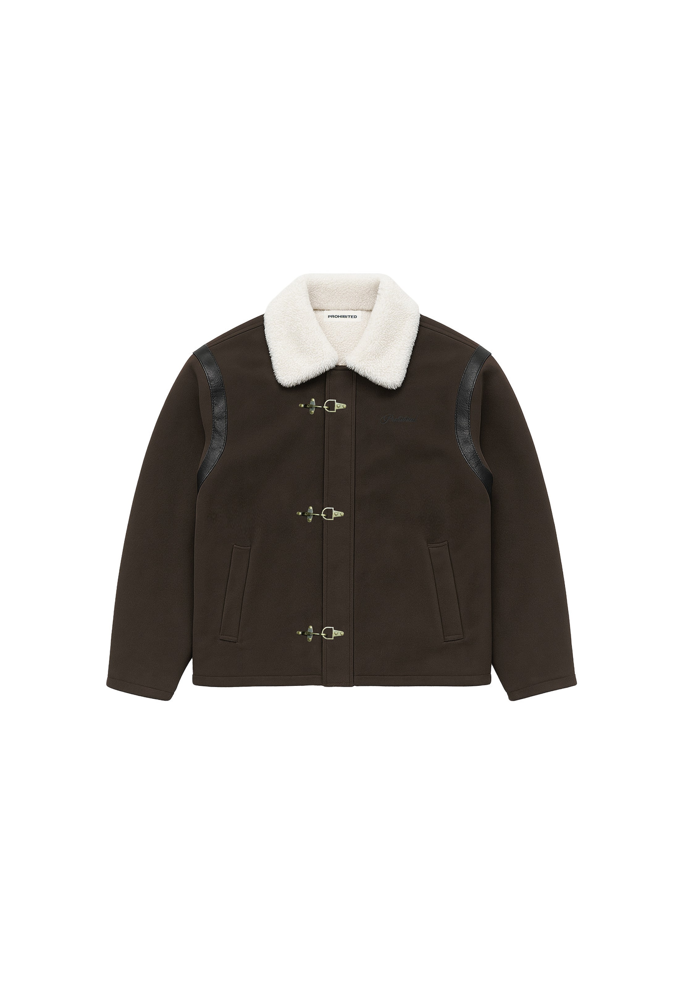 Prohibited Winter Jacket 'Varsity' in L in Brown / Black / Wool white, Item view