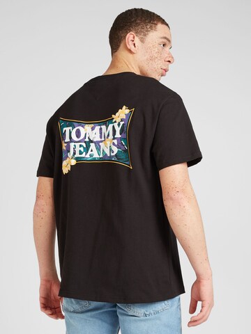 Tommy Jeans T-Shirt 'FLOWER POWER' in Schwarz