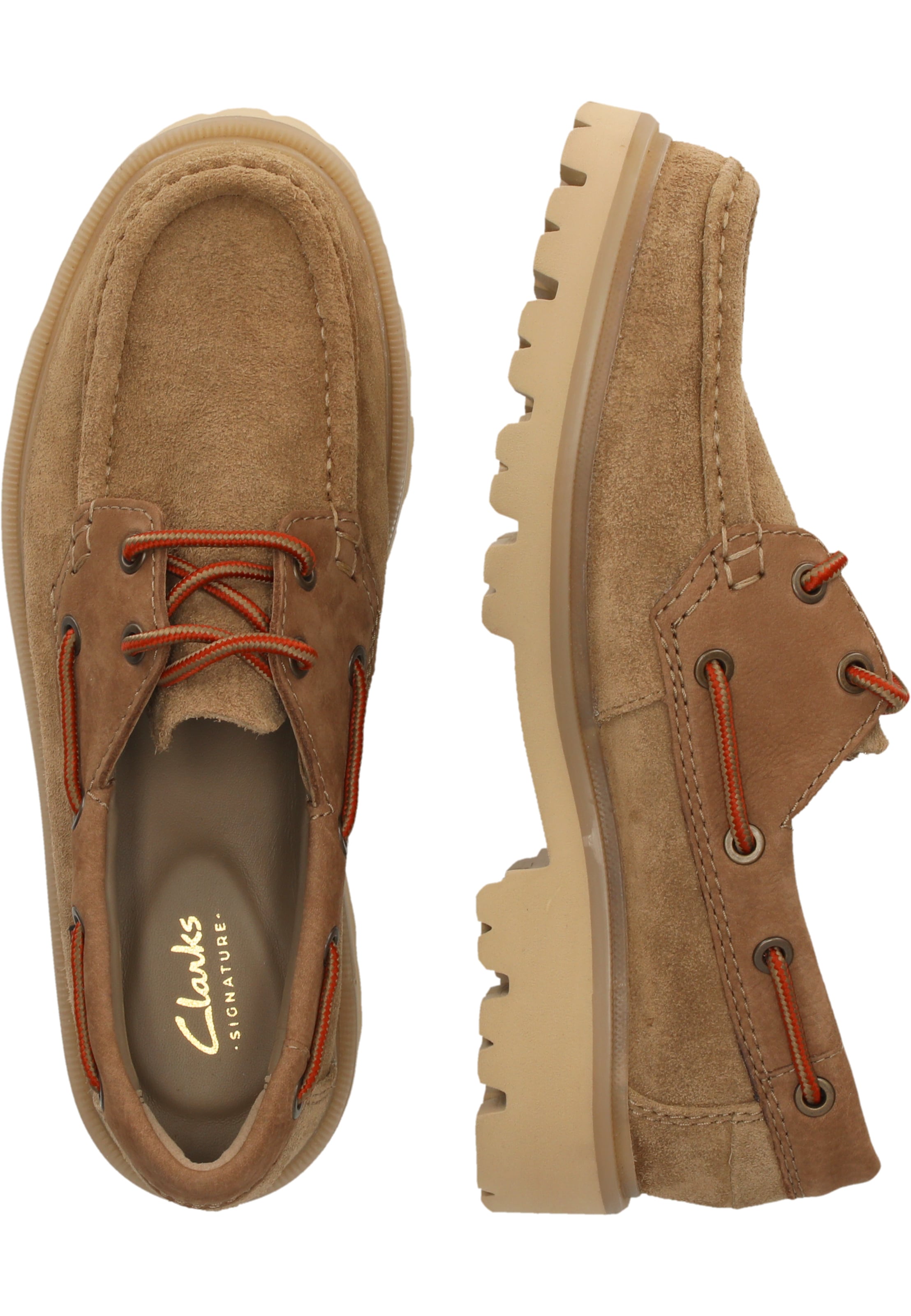 CLARKS Schnürschuhe 'Cleyhill Boat' in Braun