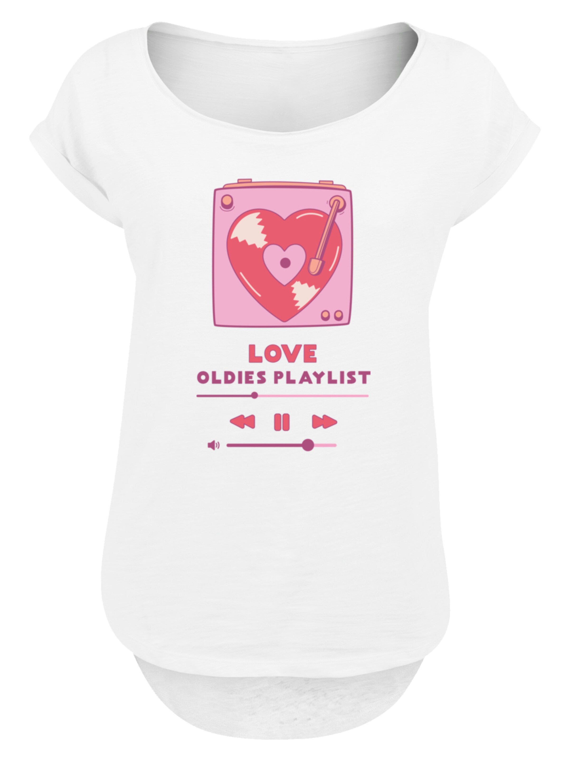 F4NT4STIC Shirt 'Love Oldies Playlist  Valentinstag' in White: front