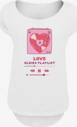 F4NT4STIC Shirt 'Love Oldies Playlist Valentinstag' in White: front